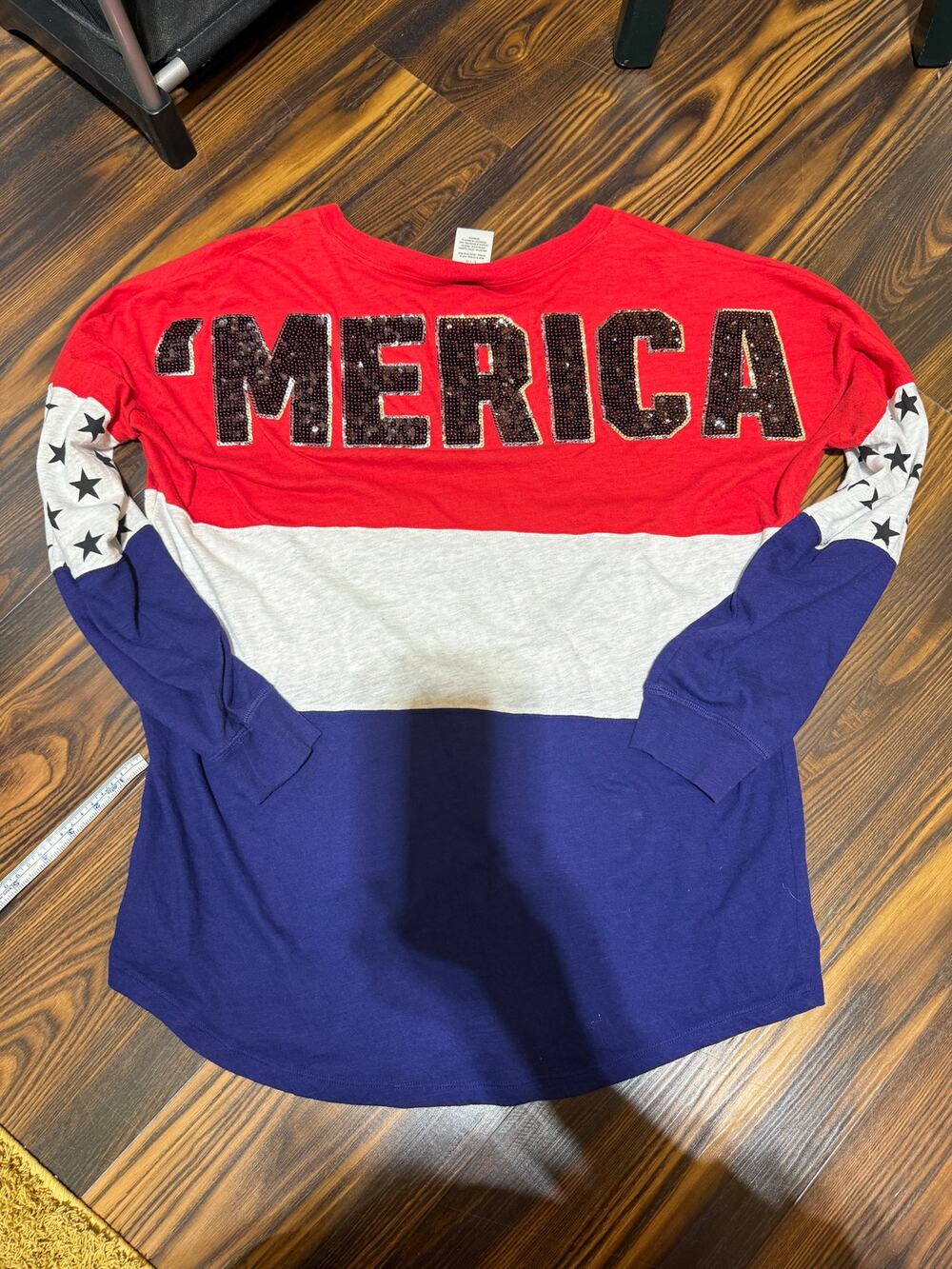 PINK Victoria’s Secret Patriotic Spirit Jersey Sequence Back Graphic Size L